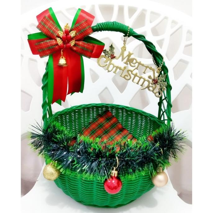 Keranjang Hampers Natal Rotan / Keranjang Parcel Natal /Dekorasi Natal Storannejaa
