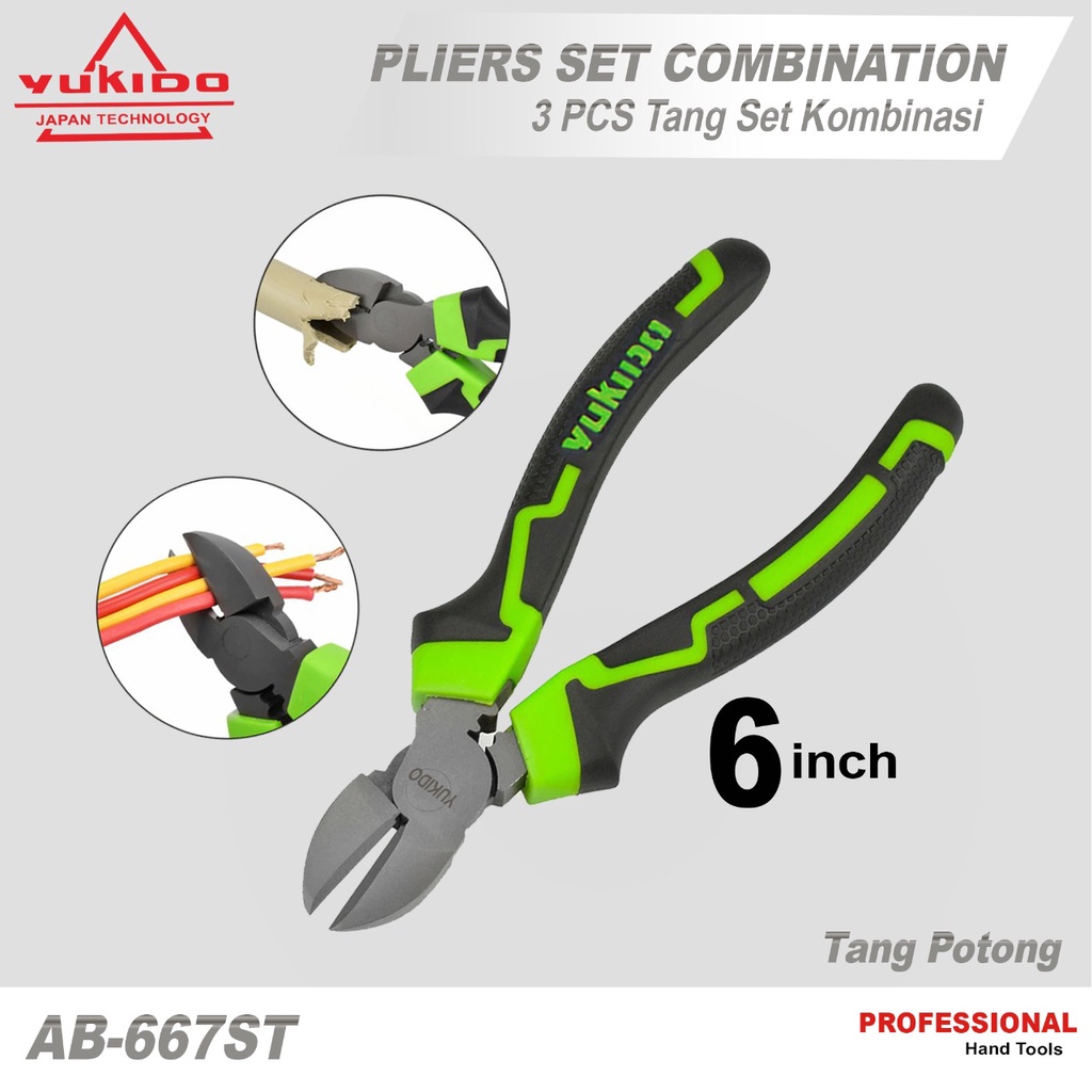 YUKIDO Tang potong 6 Inch Diagonal Pliers 6in multifungsi tang potong kabel tang kupas kabel