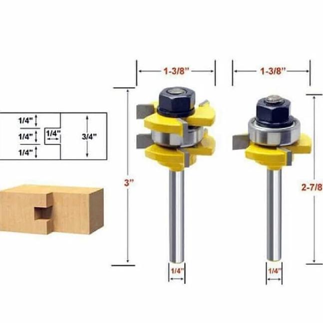 Mata profil Tongue & Groove Panel Pintu jendela / router bit set