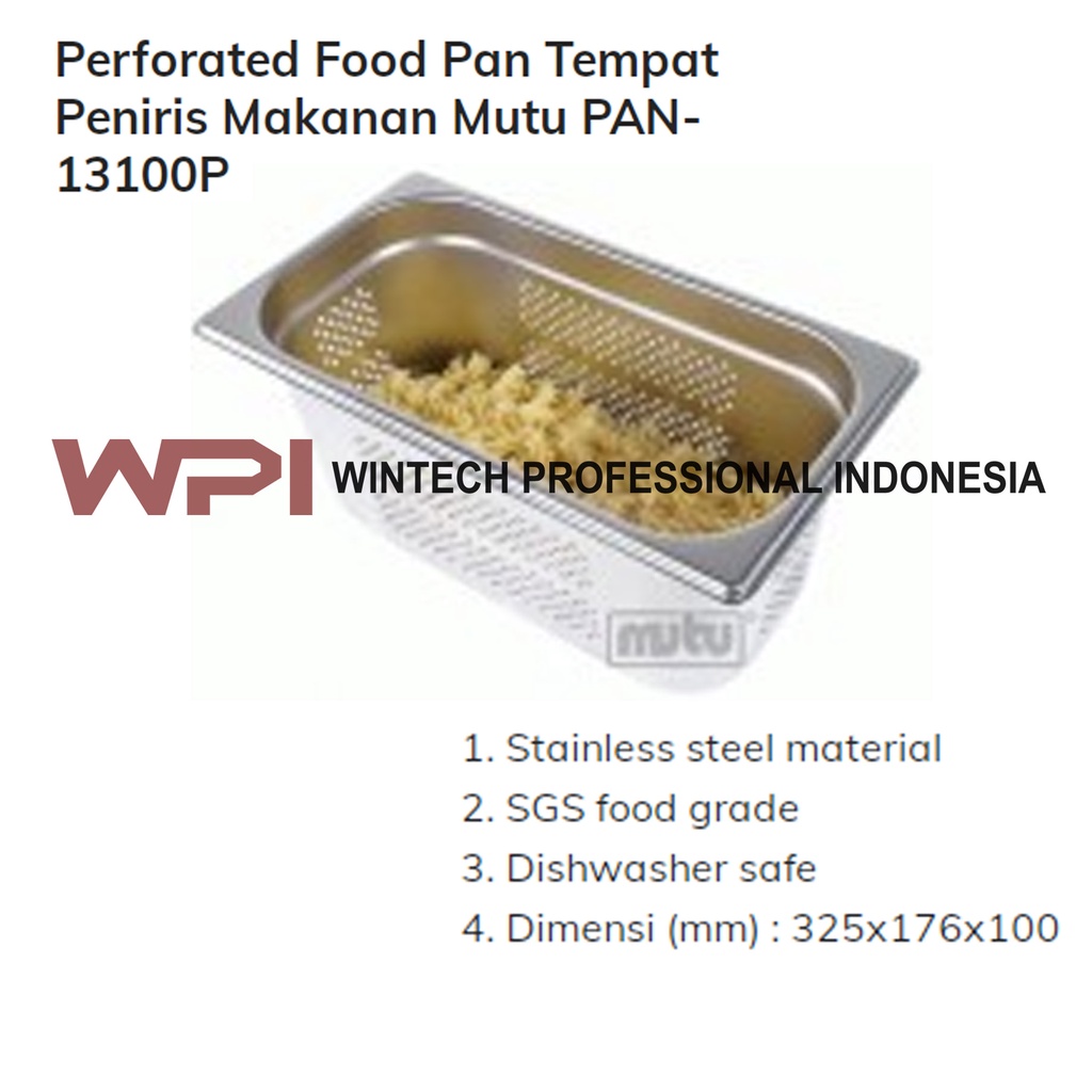 PAN-13100P Pan Stainless Berlubang - Perforated Food - Wadah Peniris