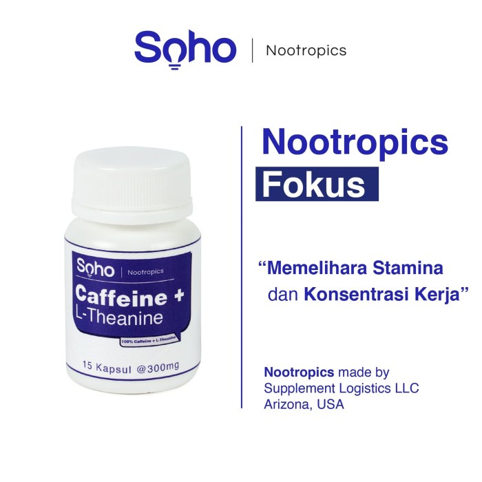 Caffeine & L-Theanine 15 Kapsul - Energi Halus & FOKUS - Nootropics