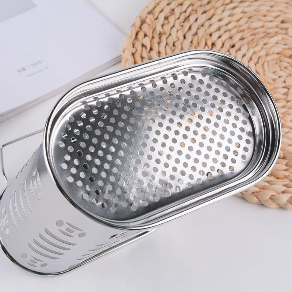 R-FLOWER Stainless Steel Chopstick Holder Hotel Restoran Tahan Lama Rumah Tangga Kotak Penyimpanan Grid Ganda Peralatan Dapur Dipasang Di Dinding Peralatan Masak Organizer