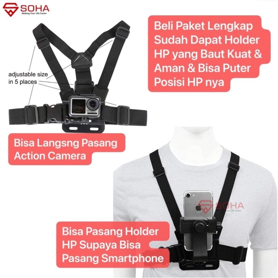 Holder Dada Body Chest Strap Tali Dada Handphone &amp; Kamera / Smartphone