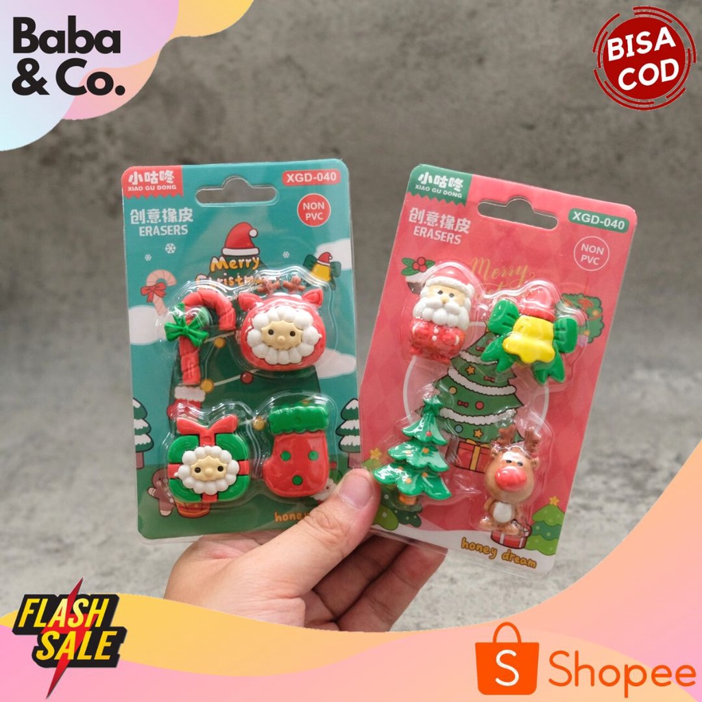 

PENGHAPUS NATAL SANTA CLAUS 1 SET ISI 4 XGD-040 PCS PENGHAPUS XMAS ERASER CRISTMAS ALAT TULIS SEKOLAH ALAT TULIS KANTOR ATK MURAH HADIAH NATAL BISA COD