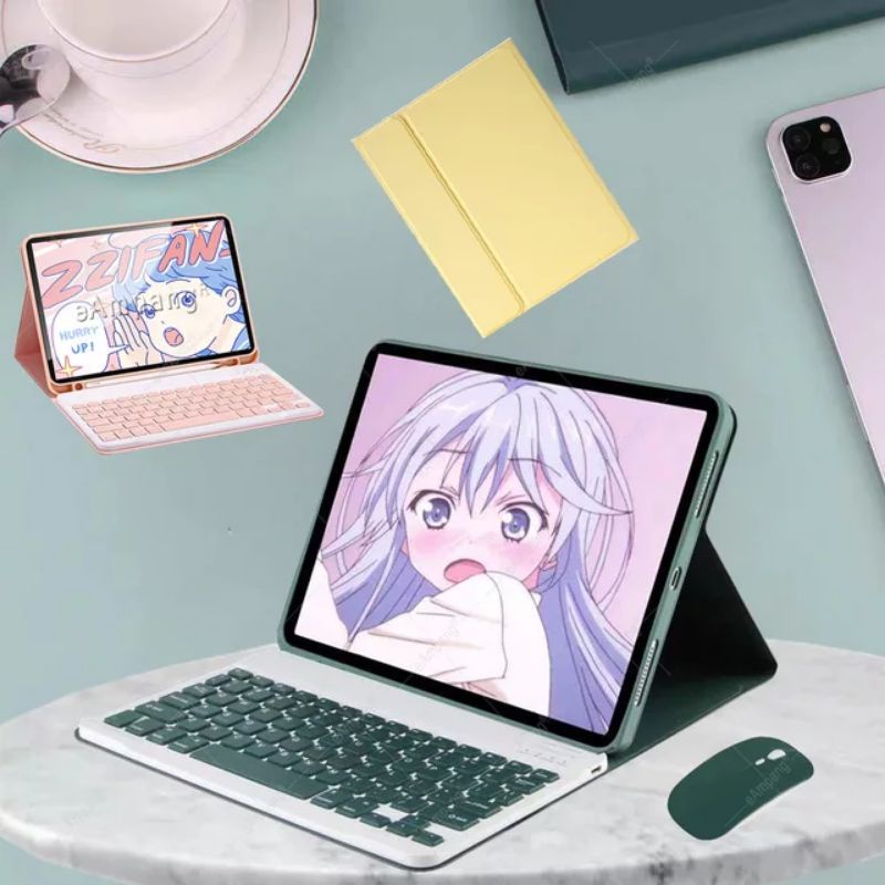 Ipad Air 1 2 9.7" / Air 3 10.5" / Air 4 5 10.9 Inch Book Cover Casing Keyboard Wireless Bluetooth Fl