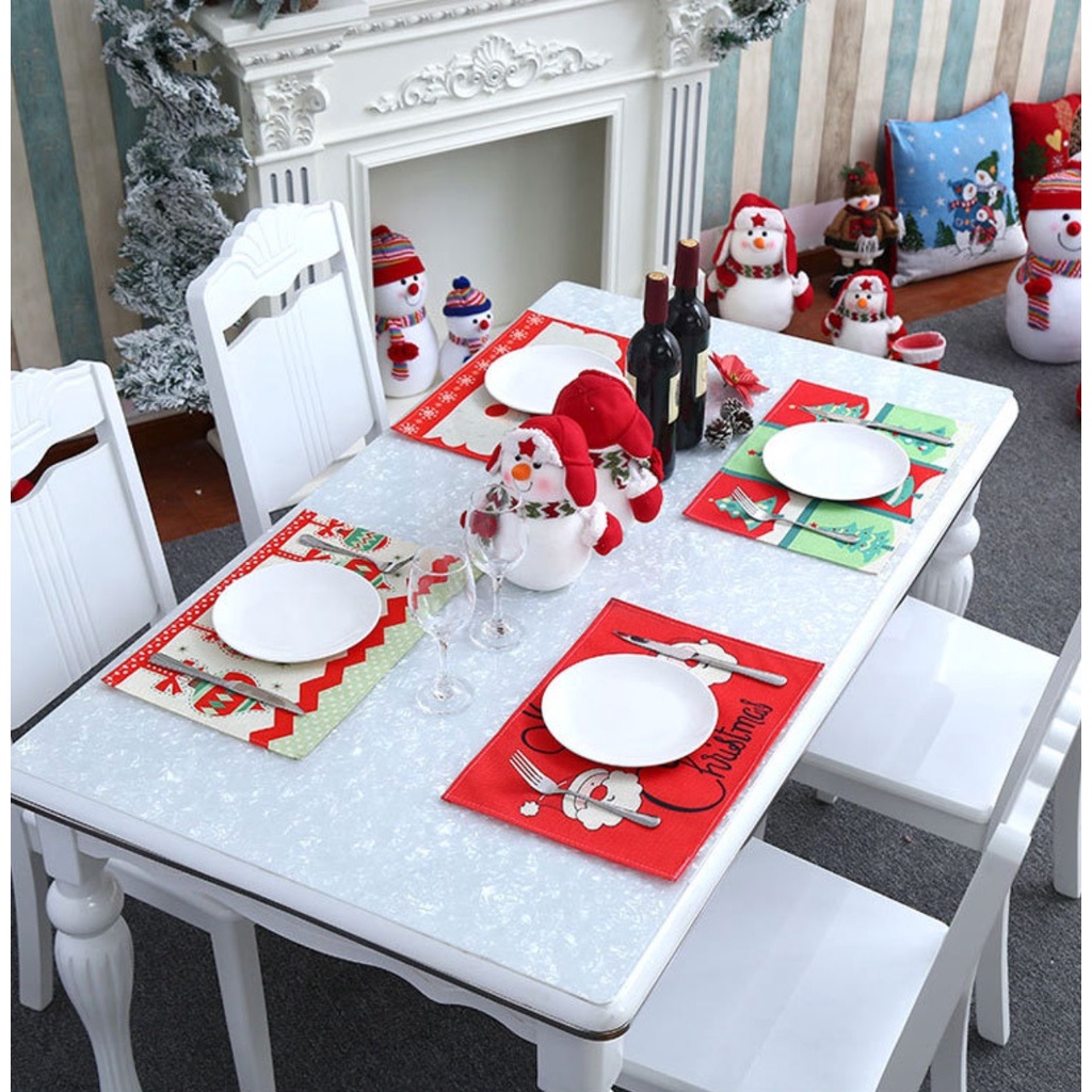 Dekorasi PLACEMAT Natal Alas Tatakan Piring Gelas Chtistmas Dining Xmas Hiasan Dekorasi Meja Rumah Kado