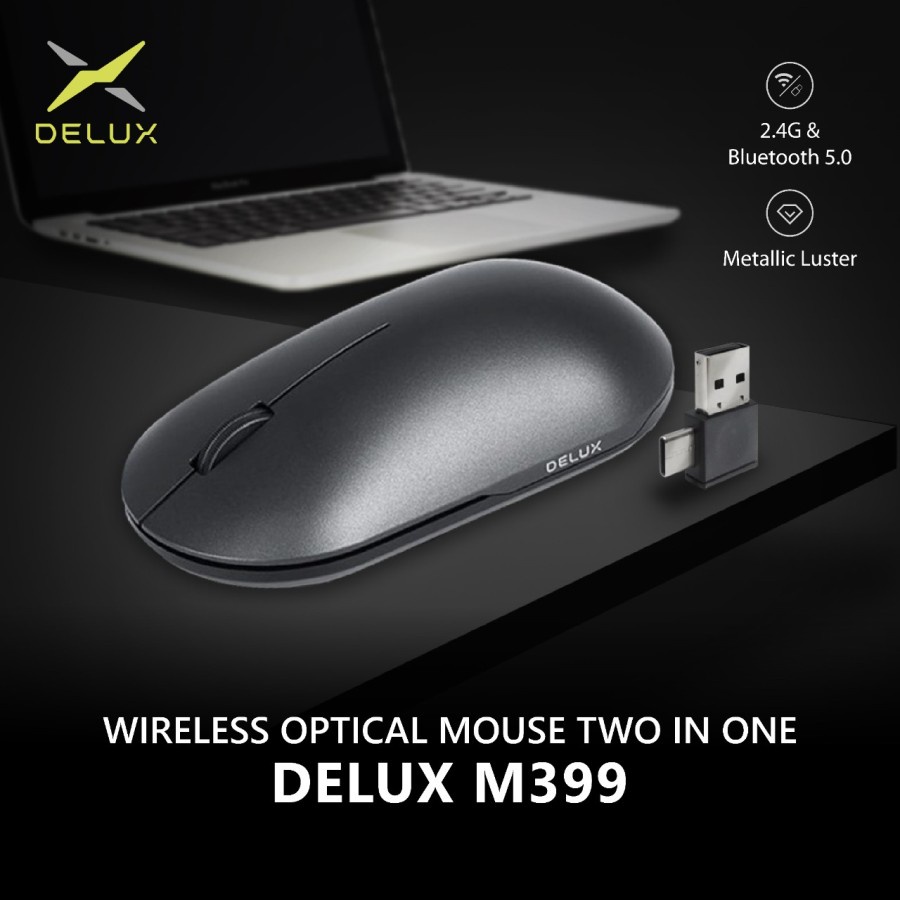 MOUSE WIRELESS DELUX M399DB Black | Bluetooth+2.4Ghz