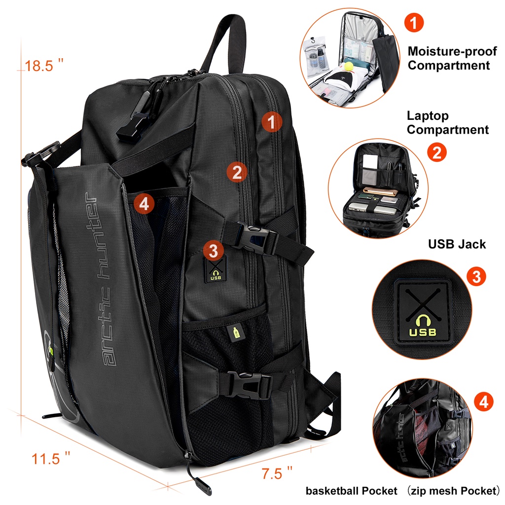 B00391 Tas Arctic Hunter Ransel Laptop 15.6 Sporty Olah Raga Basket