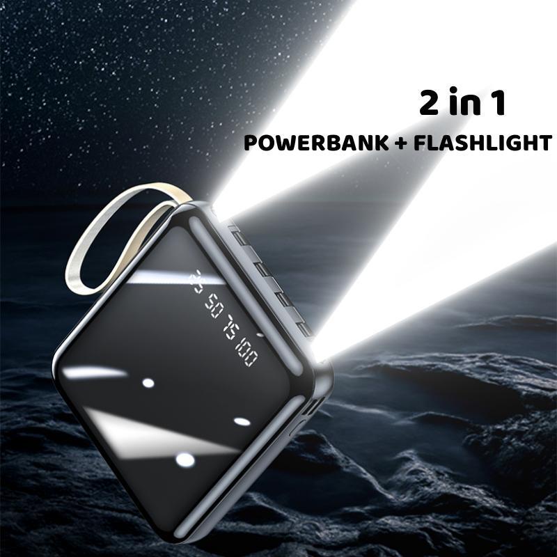 Power Bank 20000mAh Fast Charging with 4IN1 Kabel Data Real Capacity Mini Powerbank USB Portable Cute