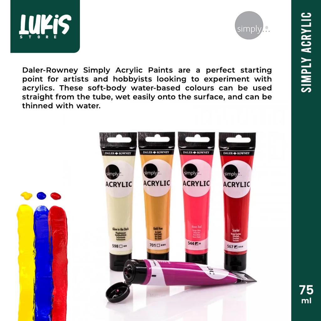 

Cat Akrilik Untuk Pemula / Pelajar | SIMPLY Acrylic Paint (75 ml)