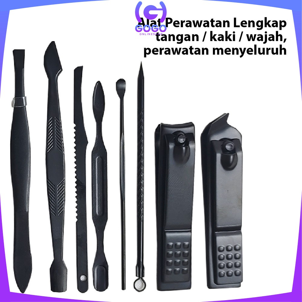 GOGO-K111 Alat Menicure Pedicure Set 12 Pcs Free Pouch / Set Gunting Kuku Dan Pinset Perawatan Kuku Bahan Stainless Steel