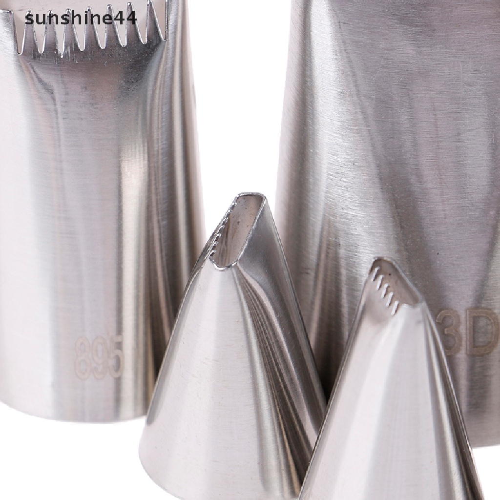 Sunshine 5pcs / Set Spuit Piping Stainless Steel Bentuk Keranjang Anyam Untuk Dekorasi Kue