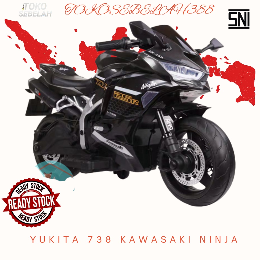 Mainan Motor Aki Yukita 738 Kawasaki Ninja - Hitam