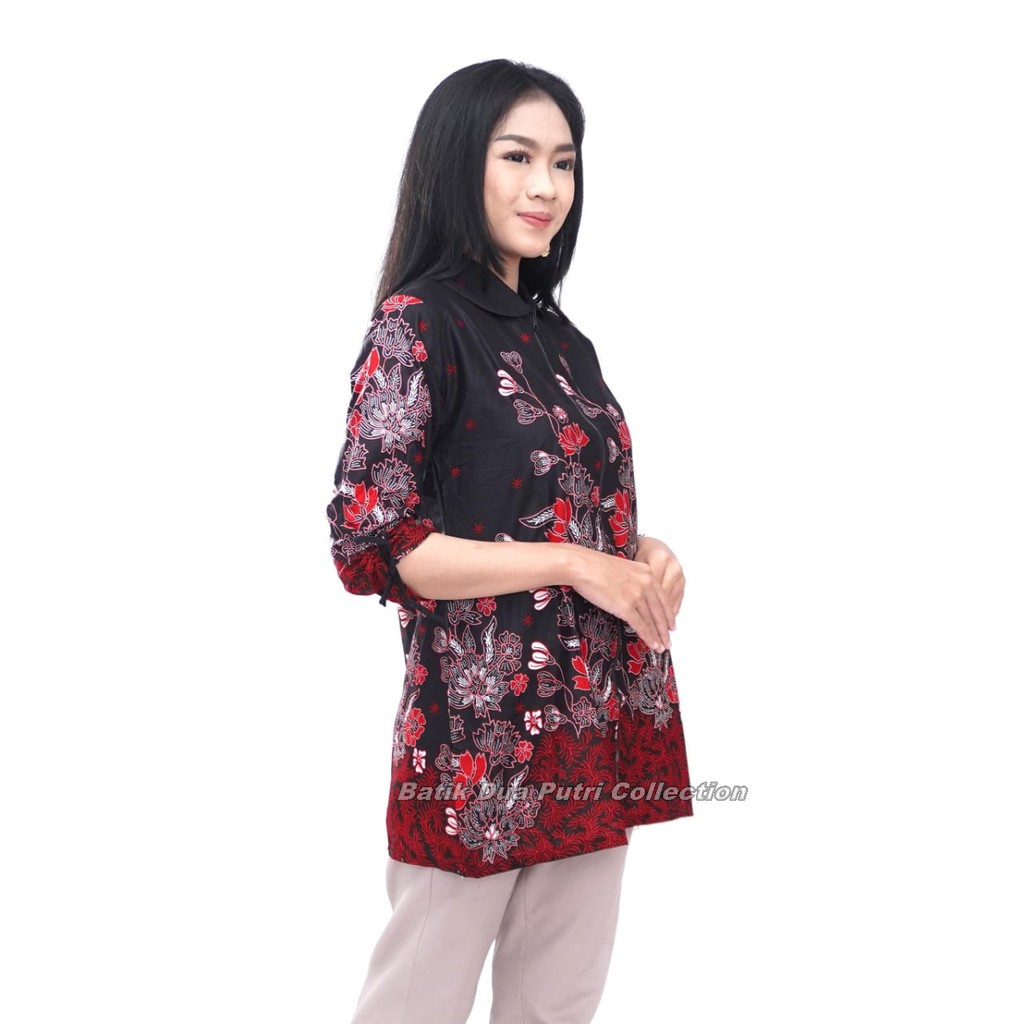 Batik Wanita Atasan Tunik Lengan Panjang Motif SAKURA Ready JUMBO SIZE  S-M-L-XL-XXL-3L-4L-5L