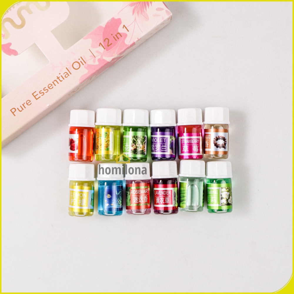 Pure Aroma Essential Fragrance Minyak Aromatherapy 12 in 1 3ml Taffware HUMI D23860