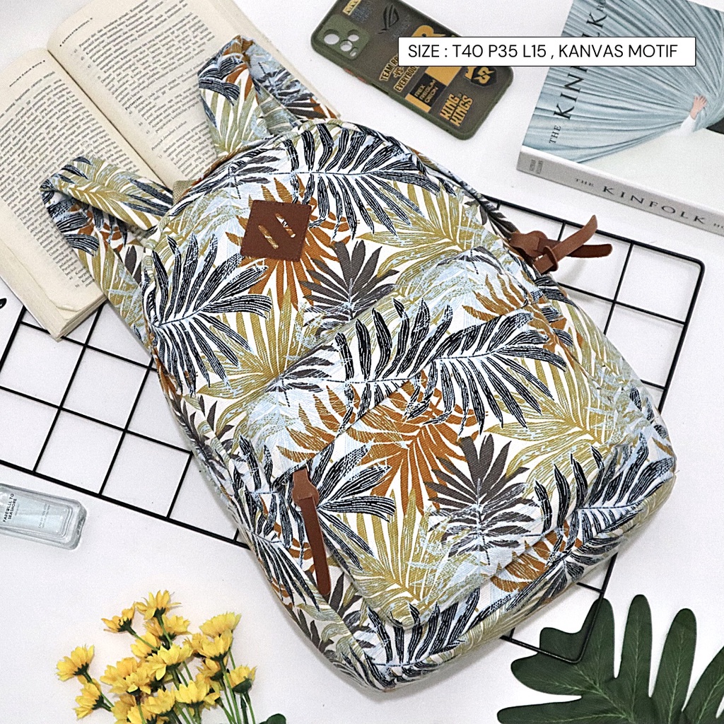 Promo Gratis Ongkir Tas Ransel Pria / Wanita Bahan Kanvas Motif Gaya Korea produk lokal indonesia-Motif 106