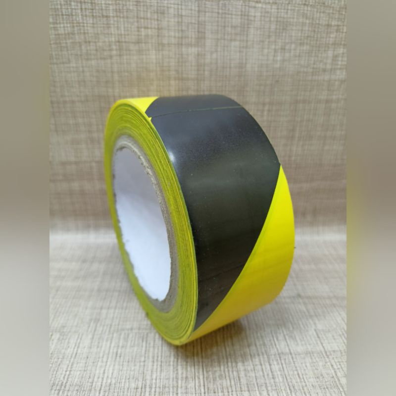 Lakban Isolasi Warning Tape Police Line 45mm x 33m Kuning Hitam Tebal