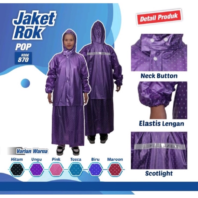 JAS HUJAN MODEL BAJU ROK WANITA MOTIF POLKADOT   JAS HUJAN ROK PLEVIA 870