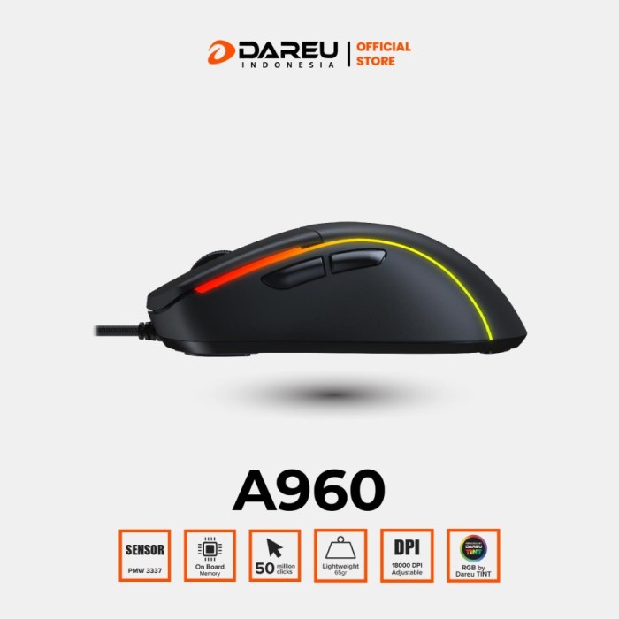 Mouse Gaming Lightweight Dareu A960 ALPHA A-960 65Gr