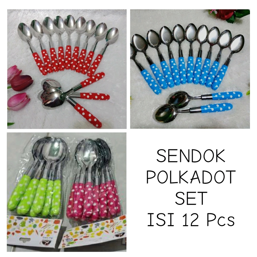 Sendok Polkadot 12 Pcs Peralatan Makan Alat Makan