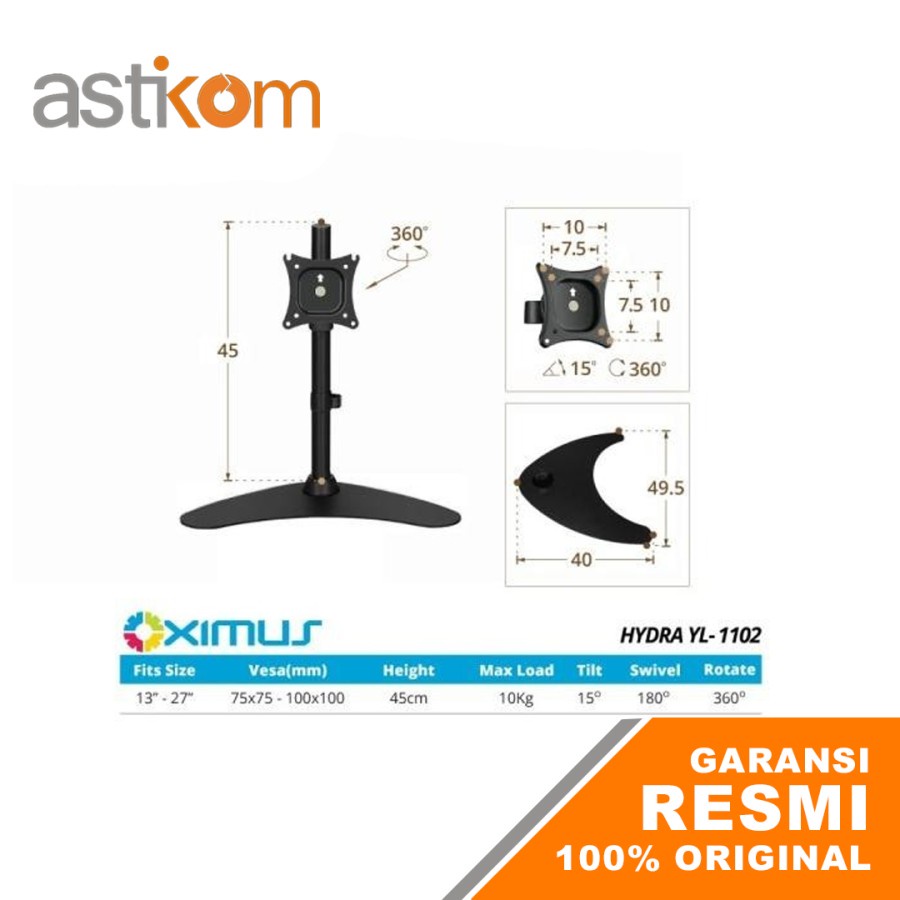 BRACKET LCD LED TV 13&quot; - 27&quot; OXIMUS HYDRA-YL1102 | By Astikom