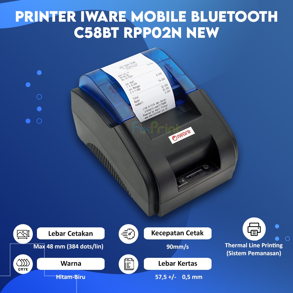 Printer Kasir Portable IWare C-58BT Mobile Bluetooth C58BT RPP02N New