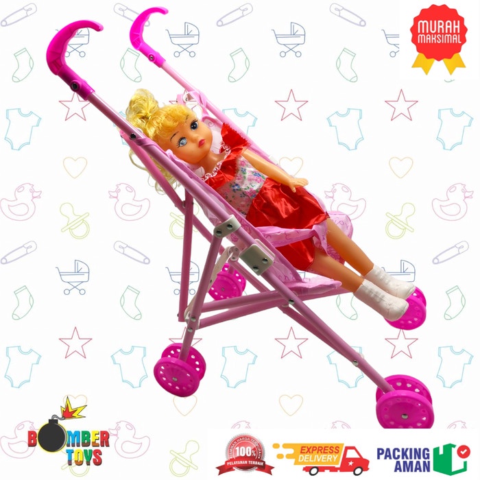 MAINAN DORONGAN BAYI BONEKA STROLLER BAYI A2019-10 Music Besar Jumbo papa mama ic