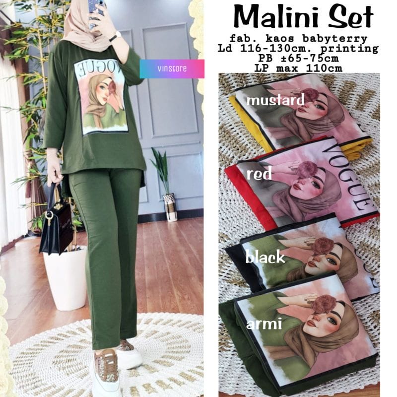 MALINI SET BAHAN CRINKLE AIRFLOW APLIKASI SABLON UKURAN M L XL XXL DAPAT CELANA DAN BAJU SETELAN WANITA KEKINIAN FASHION MUSLIM TERBARU ONE SET WANITA CASUAL PREMIUM BAJU SET HITAM LENGAN PANJANG