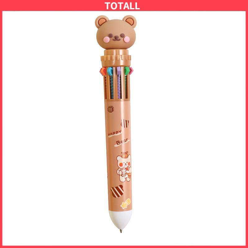 COD 1pc Pulpen Mekanik 10 Warna Warni Rectractable Pen Color Motif Kartun Lucu Bear Grid Kotak Aesthetic Bolpoin Alat Tulis Sekolah-Totall