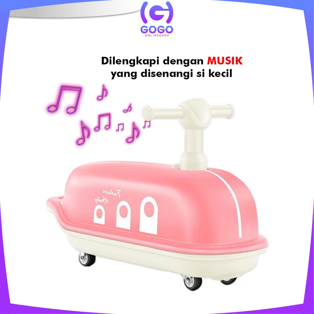 GOGO-M194 Mainan Mobil Mobilan Anak Dorong Kapal Selam Ada LED MUSIK Otoped Skuter Duduk Scooter Anak