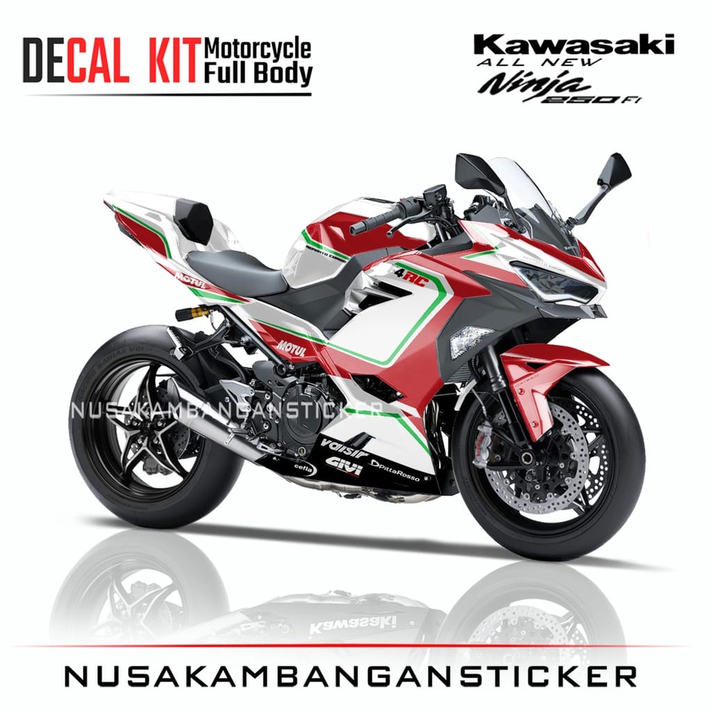 STIKER DECAL SEPEDA MOTOR KAWASAKI NINJA 250 FI ALL NEW FULL BODY 4RC MERAH PUTIH GRAFIS RACING TEAM