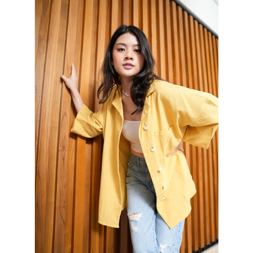 Ixora Gyosi Shirt - Kemeja Wanita Oversized Kimono Lengan Panjang