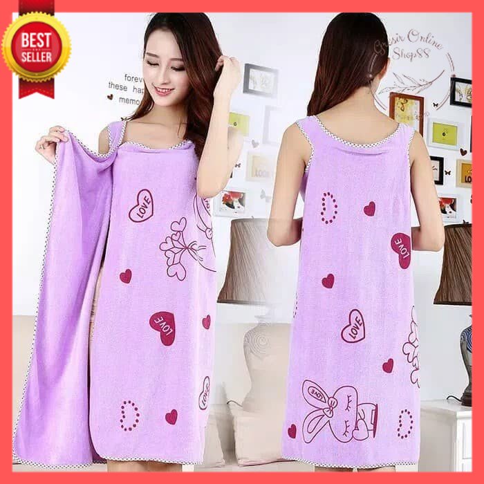 GOS -E203-  Handuk Baju Wearable Bath Towel Rabbit - Handuk Mandi Kimono Motif Kelinci - Handuk Kimono Import