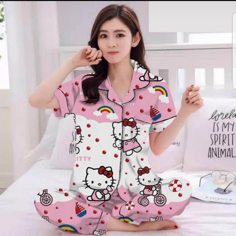 PROMO Hemat 100rb dapat 4 Setelan Piyama one set motif /  Baju tidur Piyama Wanita Dewasa Setelan Cp motif trendy