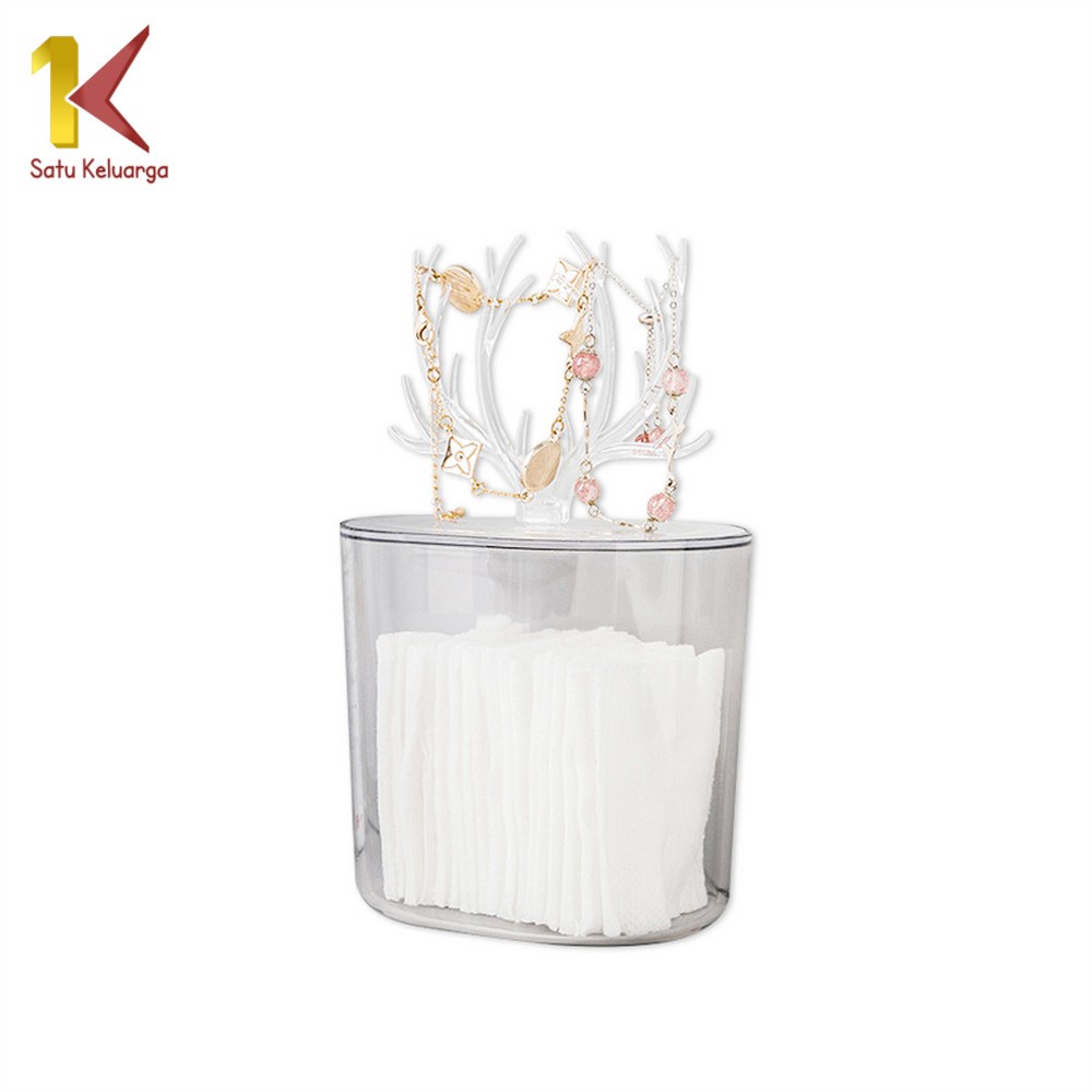 Satu Keluarga Tempat Kapas Akrilik Motif Tanduk Rusa C716 Rak Kosmetik Tempat Cotton Bud Tusuk Gigi 