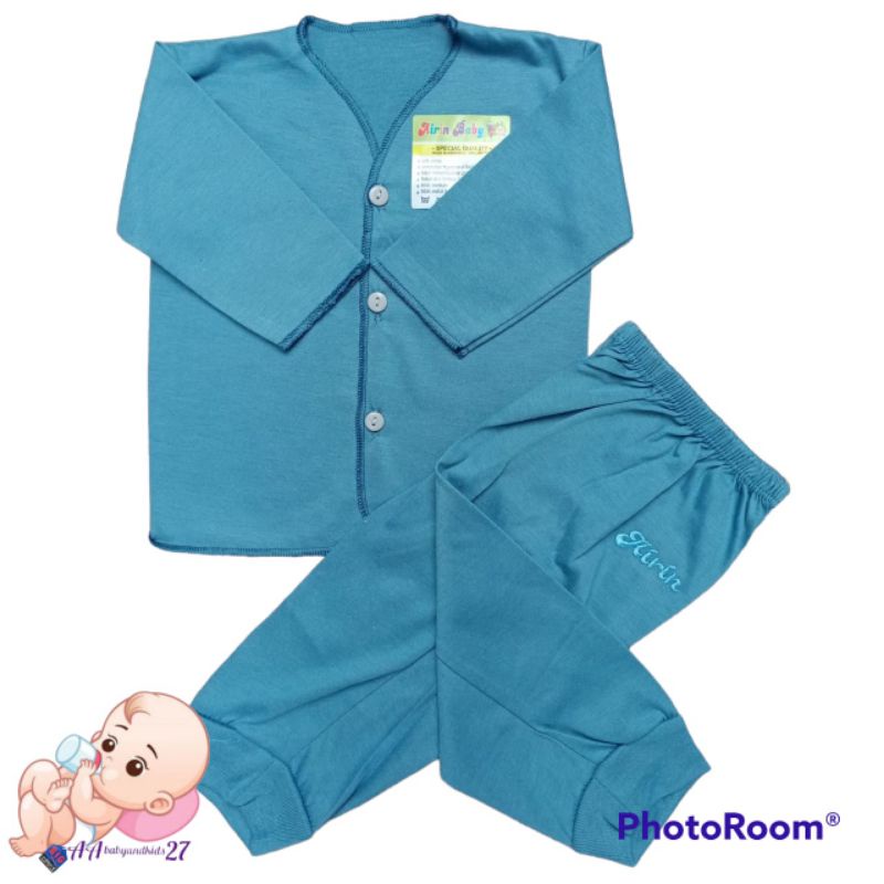 Airin 3Pasang Setelan Baju Bayi Lengan Panjang Polos Bordir Dasar Warna Usia Newborn Bahan Nyaman Berkualitas