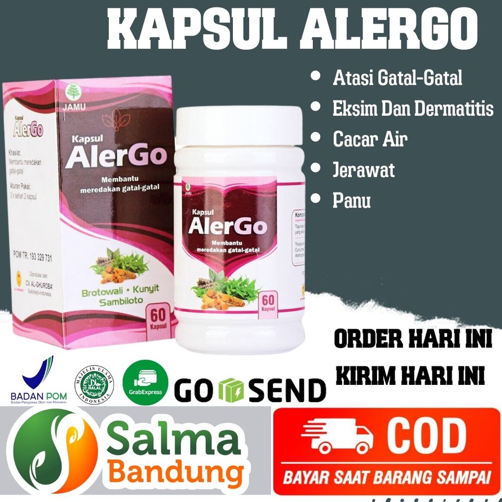 Kapsul Alergo Obat Herbal Alergi Kulit Gatal-Gatal Seluruh Badan Paling Ampuh - 60 Kapsul