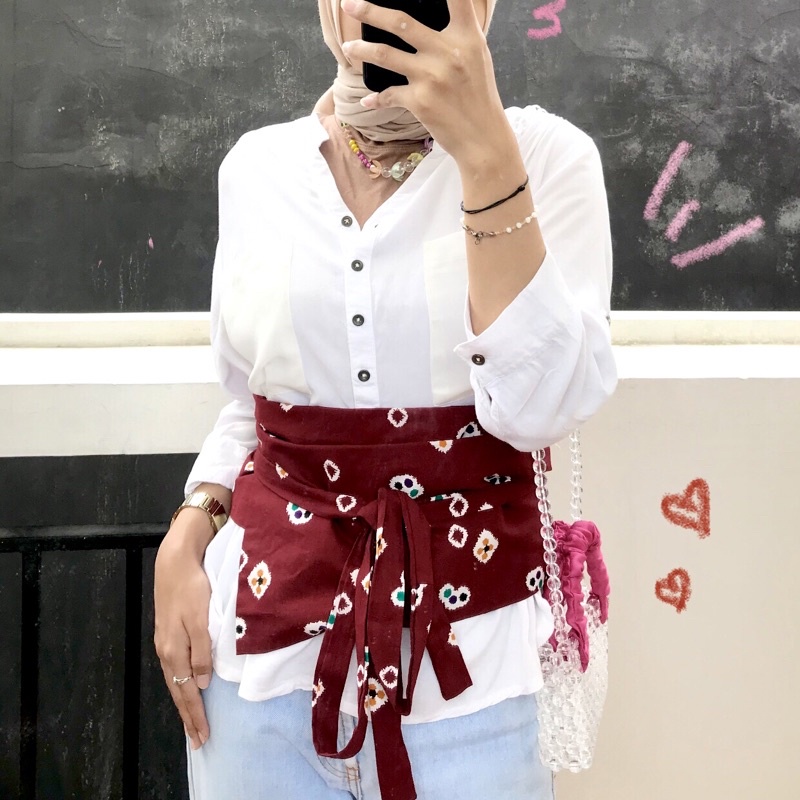 Menanti Katun Belt II / Obi Belt jumputan / ikat pinggang wanita / kain lilit perut / belt / women b