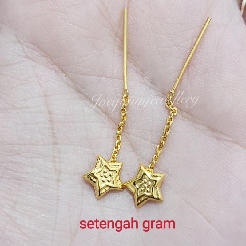 anting star setengah gram emas muda model timbul