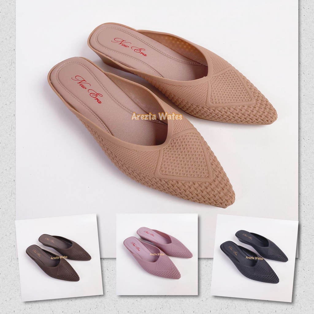 Sandal selop slip on karet jelly shoes wedges new era LB 13014