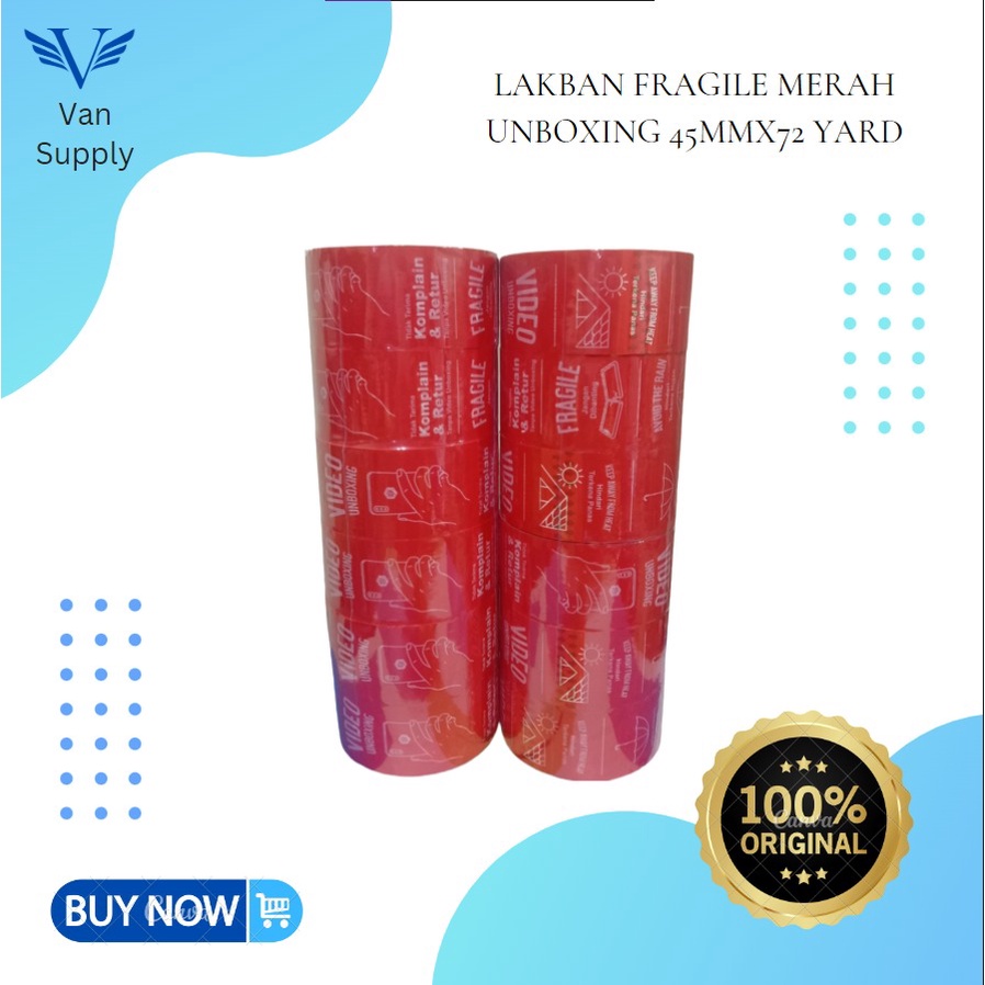 

Lakban Fragile Merah Unboxing 45mmx72 yard