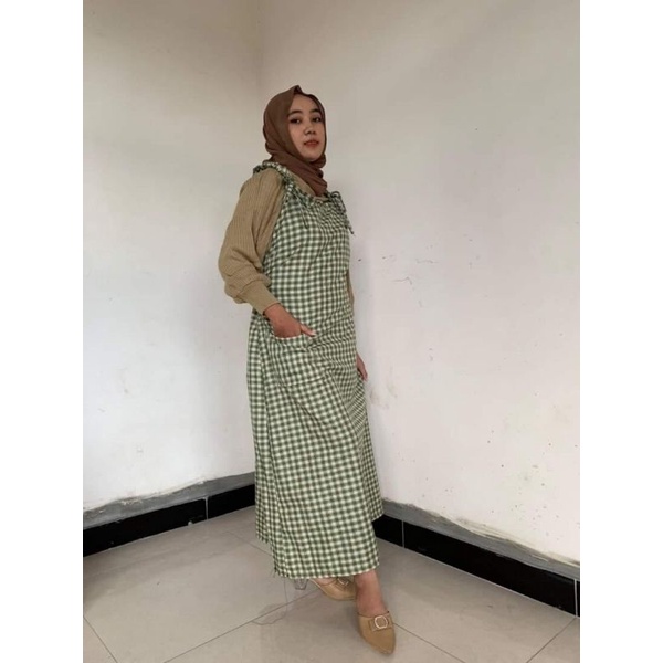 OVERALL KOTAK ANGGUN OVERALL/ JUMPSUIT OVERALL/ OVERALL KOTAK BAHAN KATUN YANDERD BY ABIDAH GALLERY