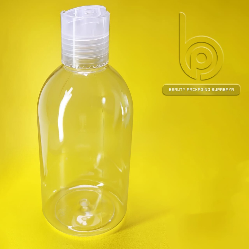 Botol plastik 250ml Oval bening tutup presstop