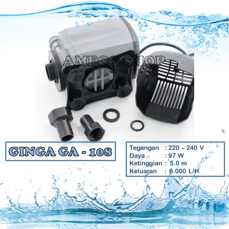 GINGA Pompa Air Celup Aquarium Water Pump GA 108