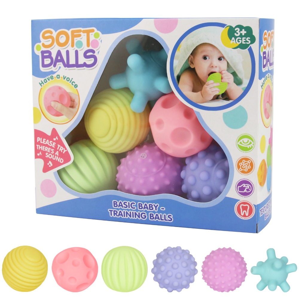 Bola Bayi Bola Karet Textured Soft Ball Bola Karet Mainan Anak Mainan Sensorik Bayi Mainan Gigitan Bayi Sensory Play Mainan Mandi Anak Mainan Montessori Anak