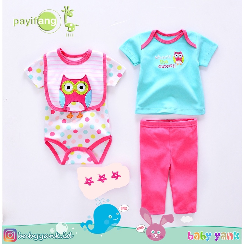 ♥BabyYank♥ Set 4in1 Bayi - Jumper Slaber Baju Celana Bayi 4in1 Set CarterLove, Payifang Import SNI