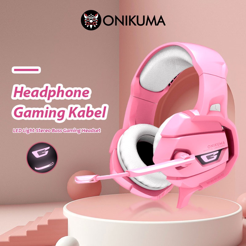 Jual Onikuma K5 Pink Headphone Game Hifi Mic dan Peredam Kebisingan