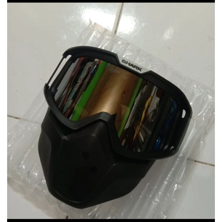 Google mask kaca helm full set shark raw