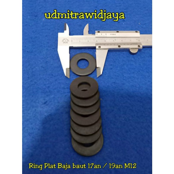 Ring plat baja tebal baut 17 19 washer plate baja grade 8.8 ring plat baja hitam M12 baut 19an tebal ringplat baja lebar 30mm penahan baut diameter 12mm ring plat baja keras ring plat baut 17an