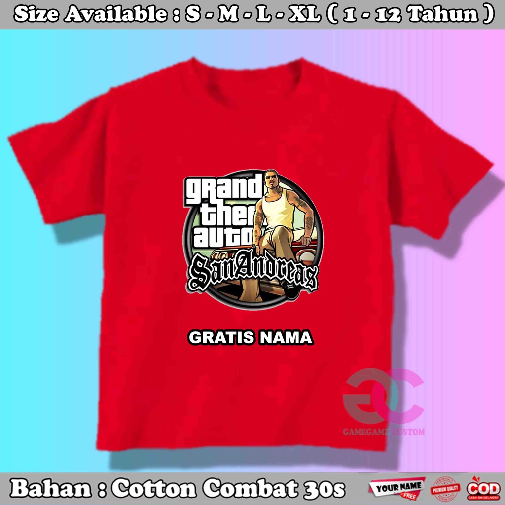 Tshirt Kaos Anak Laki Laki GTA San Andreas / Baju Anak Game Grand Theft Auto SanAndreas 323